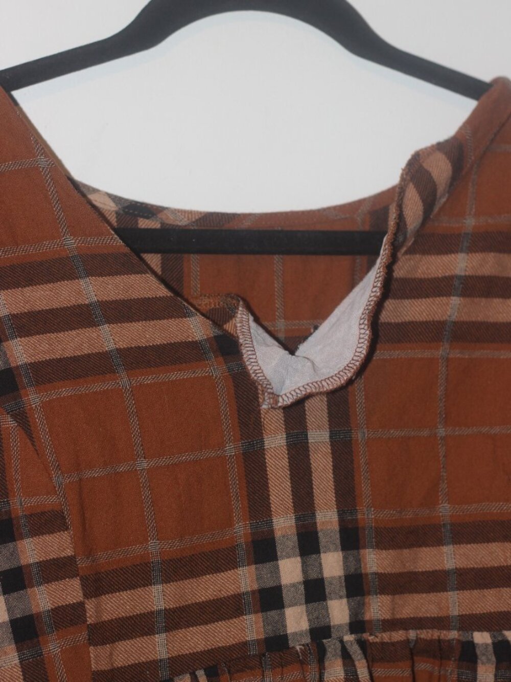 100% cotton plaid babydoll mini dress XL - Picture 6 of 6
